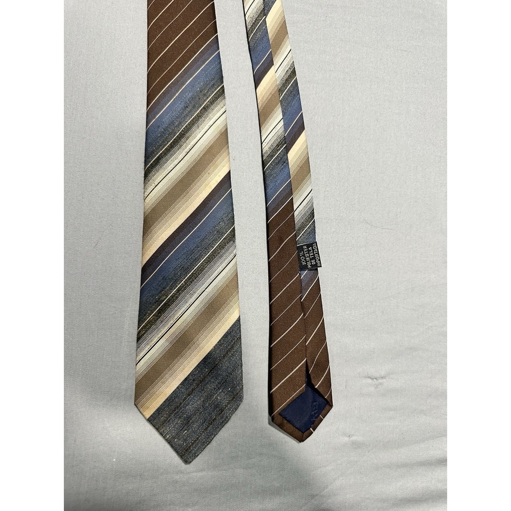 Vtg‎ Givenchy Gentleman Paris Tan/Blue Striped Neck Tie